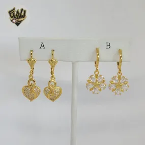 (1-1192) Gold Laminate - Zircon Dangling Earrings - BGO