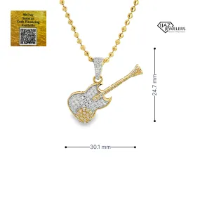 10K Gold Two Tone 0.34 CTW Diamond Guitar Charm