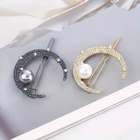 1pc Rhinestone Moon Decor Hair Clip Bohemia Style Hair Pin Elegant Headwear Decorative Hair Accessory