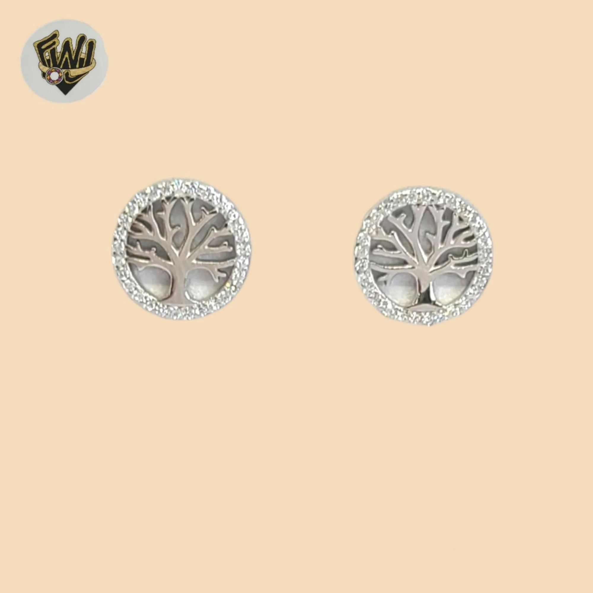 (2-3218) 925 Sterling Silver - Tree of Life Stud Earrings.