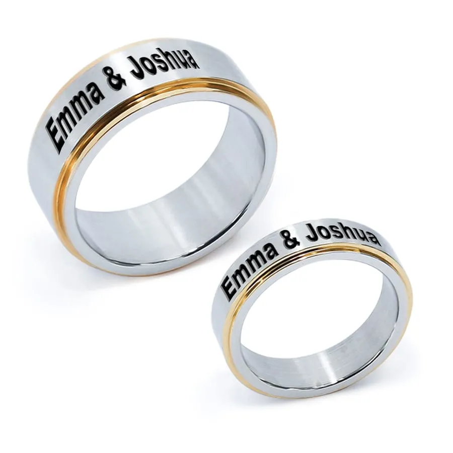 2 Pairs of Stainless Steel Couples Rings