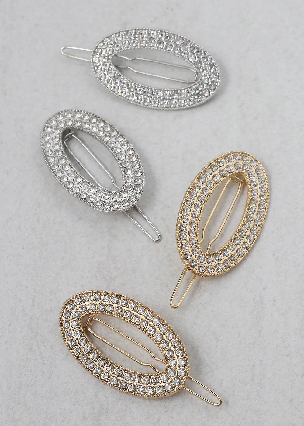 2-PC Oval Rhinestone Hair Clip