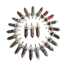 24pcs/Set Bloodstone Pillar Shape Pendants