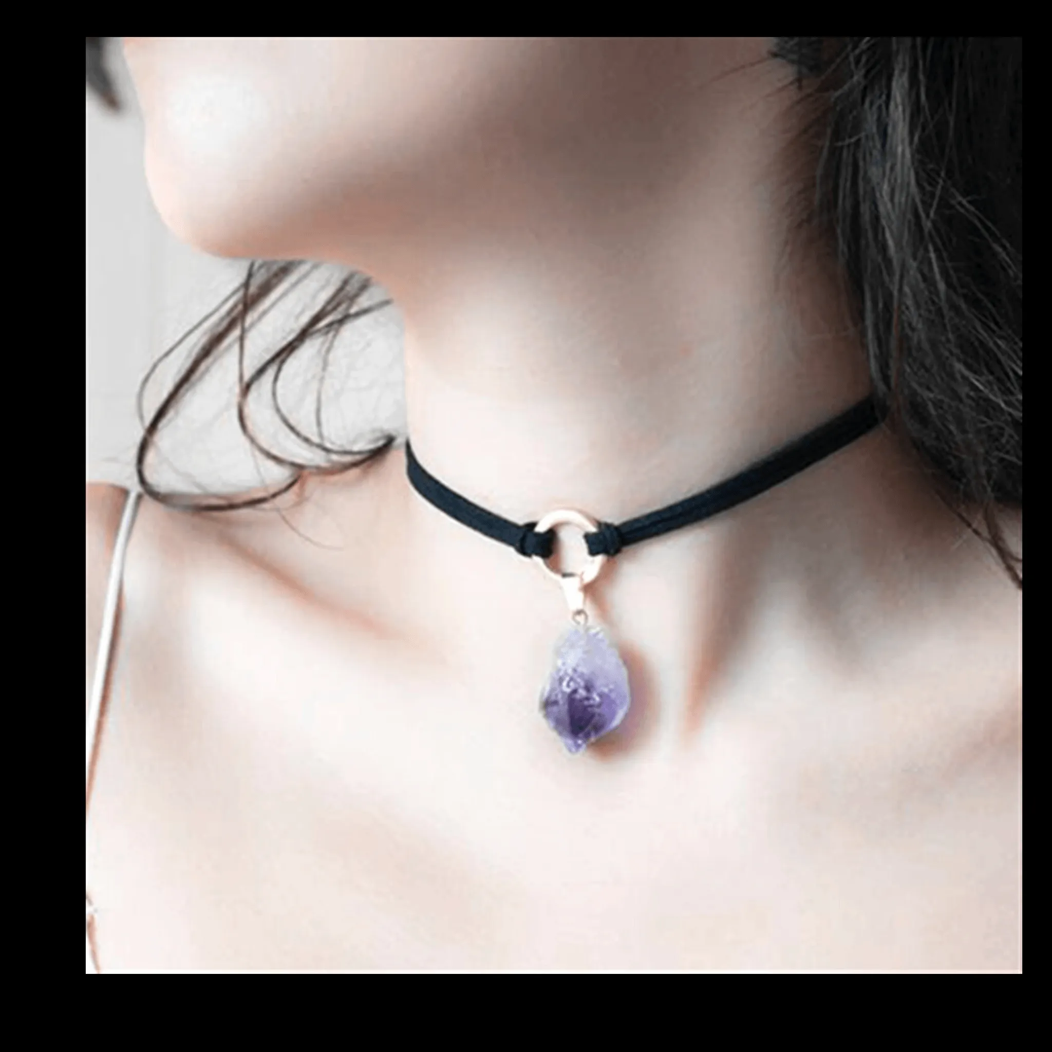 Amethyst  Crystal Choker Necklace