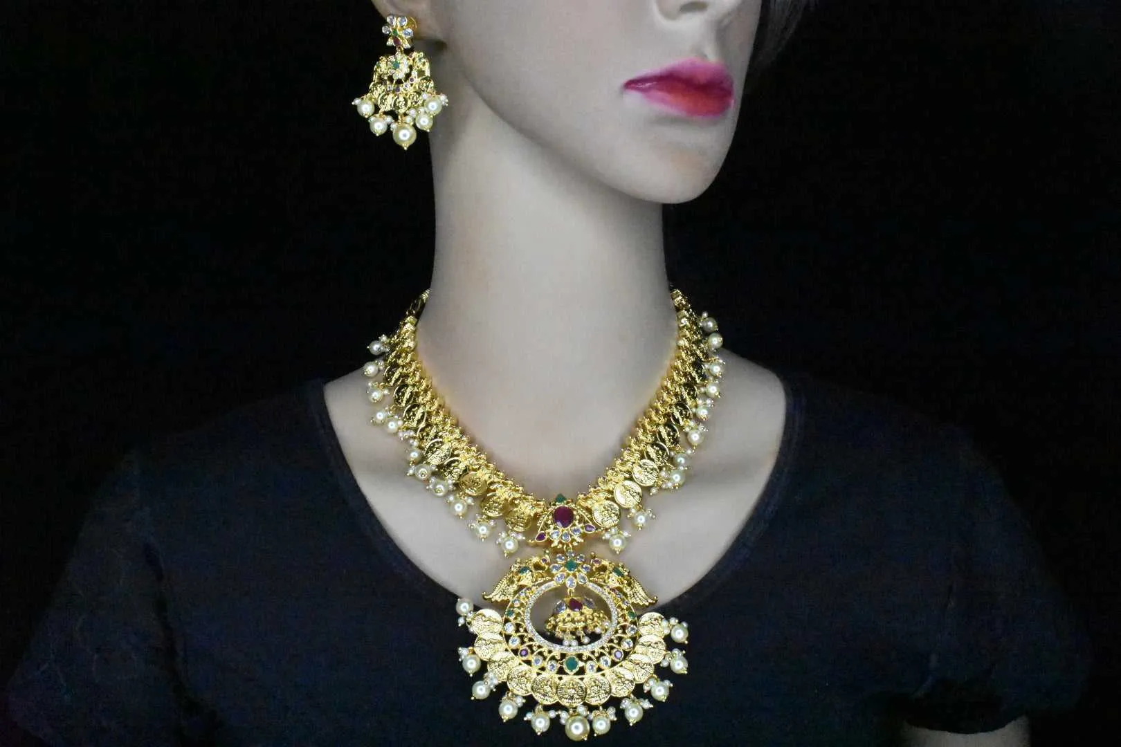 Asp Fashion Jewellery Antique Gold kasu Necklace