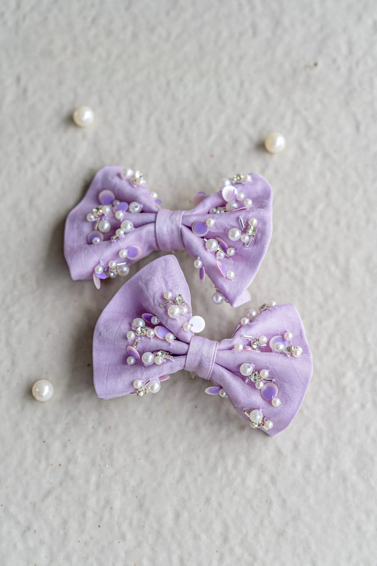 Astral-  Embroidered Pearl hairclips set of 2