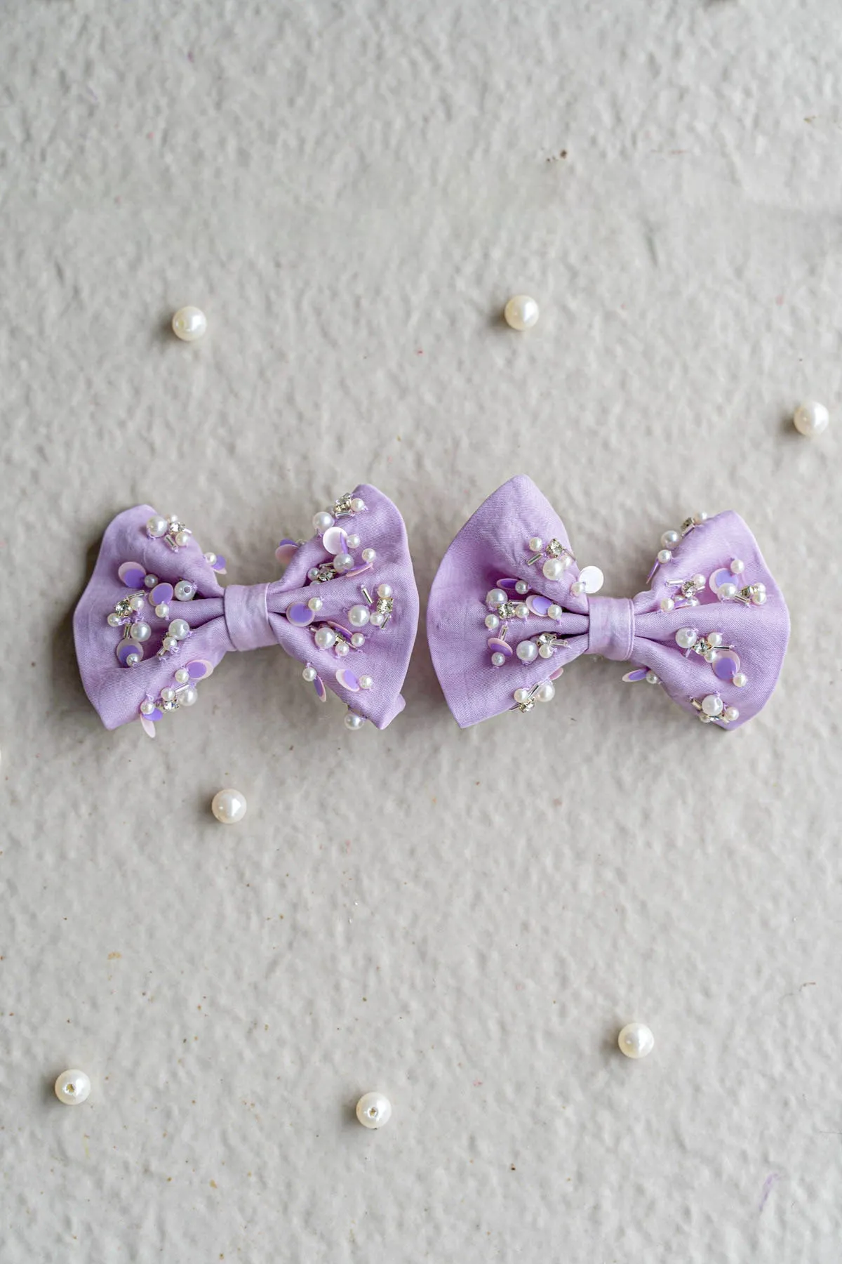 Astral-  Embroidered Pearl hairclips set of 2