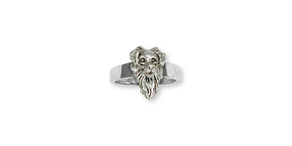 Australian Shepherd Ring Jewelry Sterling Silver Handmade Dog Ring D017H-R