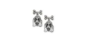 Basset Hound Earrings Jewelry Sterling Silver Handmade Dog Earrings BH3-BNE