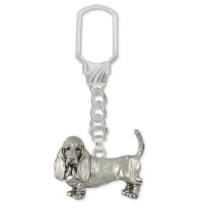 Basset Hound Key Ring Jewelry Sterling Silver Handmade Dog Key Ring BAS1-KRE