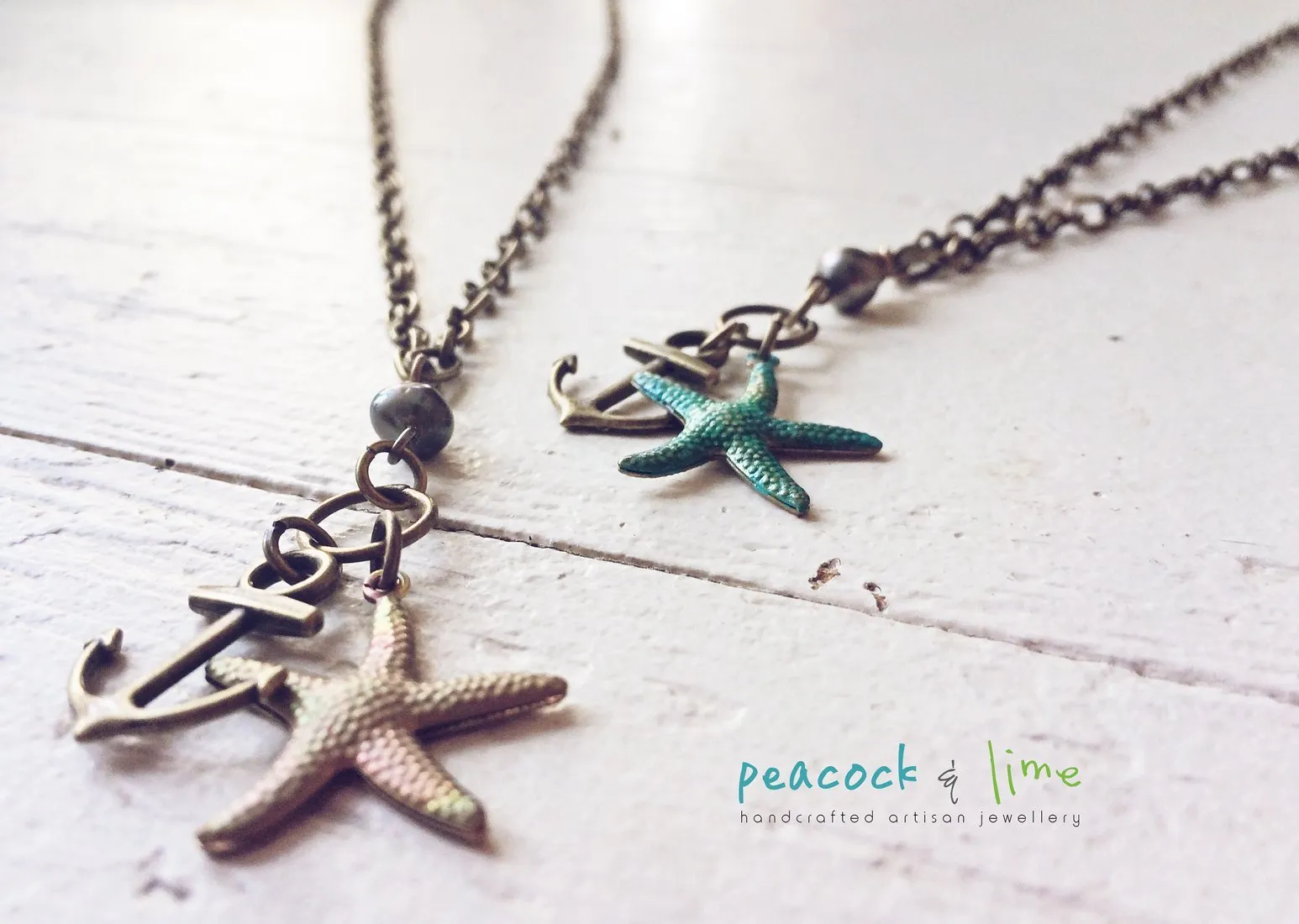 beachcomber // tiny anchor, pearl and starfish necklace