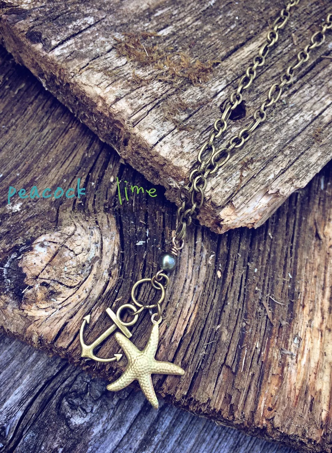 beachcomber // tiny anchor, pearl and starfish necklace