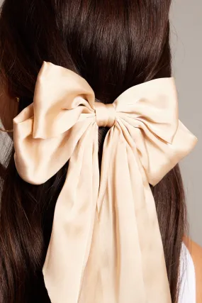 Beige Large Bow Hair Clip