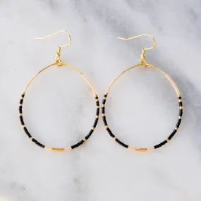 Big Beaded Hoops - NOIR