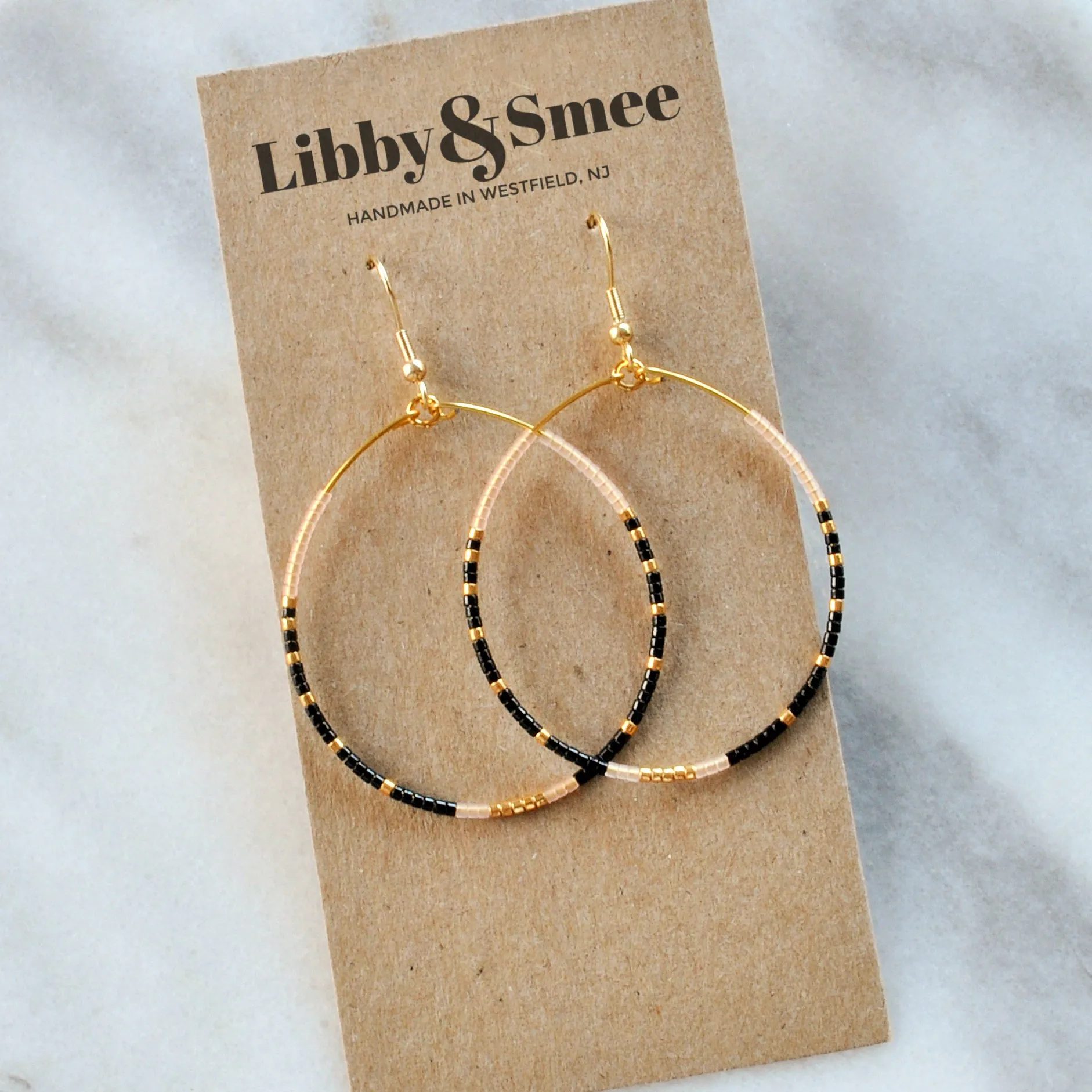 Big Beaded Hoops - NOIR