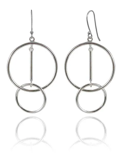 Big Circle with Dangling Interlocking Mini Circle Earrings