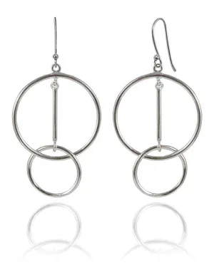 Big Circle with Dangling Interlocking Mini Circle Earrings