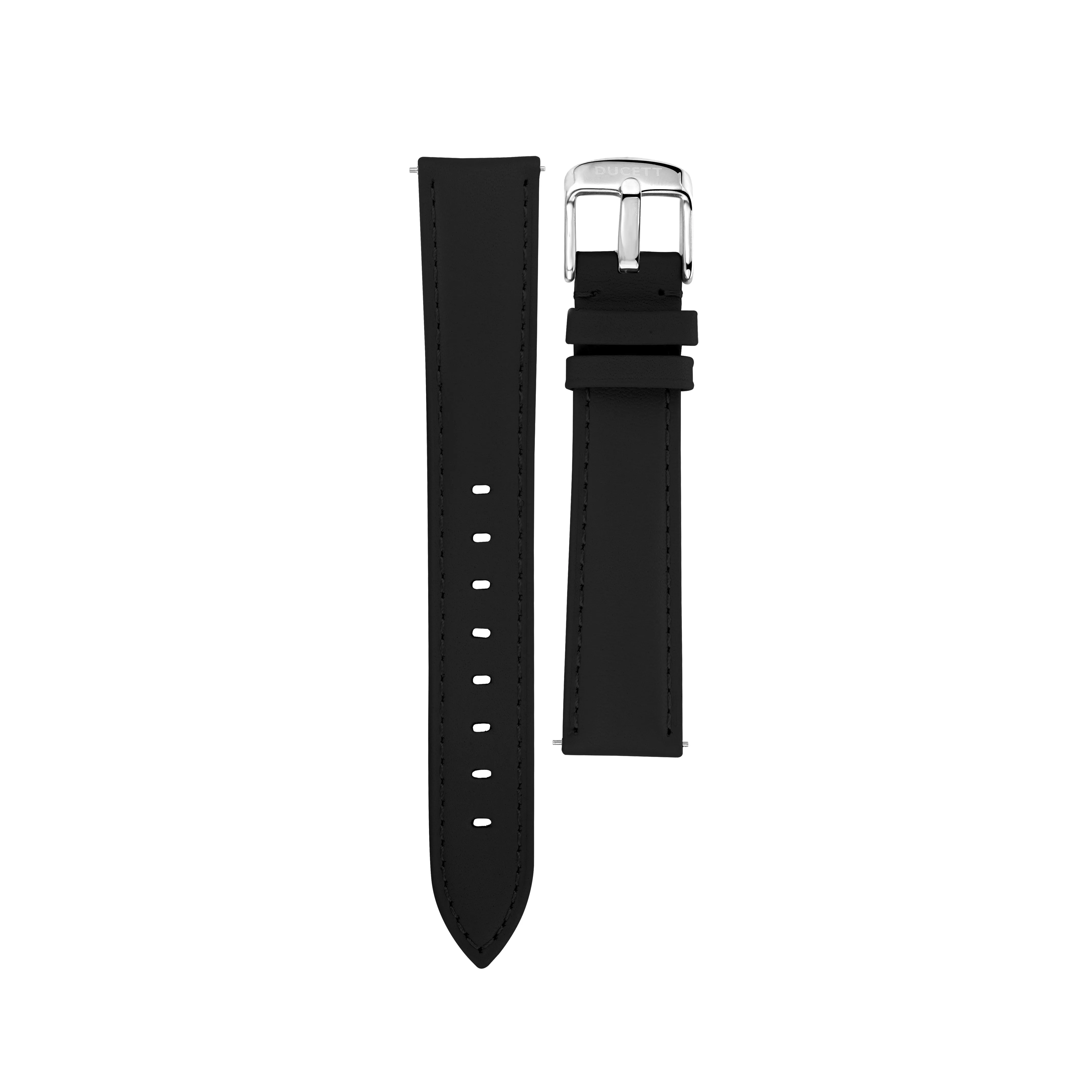 Black leather strap silver