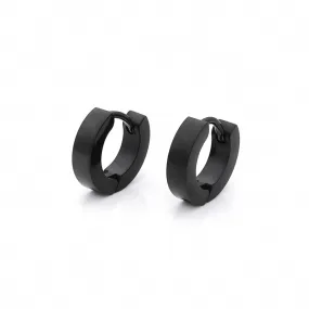 Black Titanium IP Stainless Steel Huggie Hoop Earrings - Small