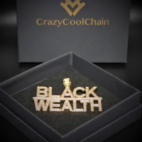 Black Wealth CZ Letter Pendant