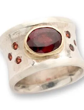 Bluenoemi Jewelry - silver gold ring garnets rings for woman