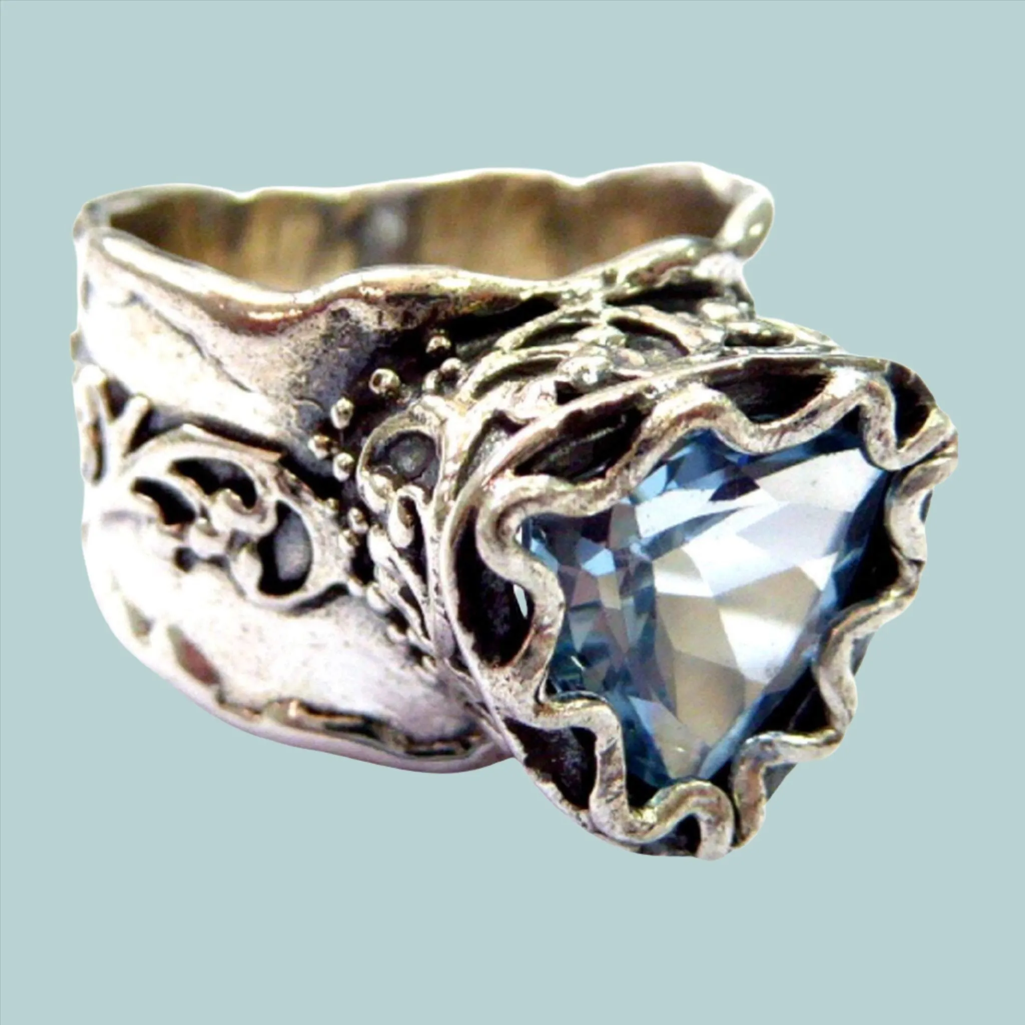 Bluenoemi - SHR500- Sterling silver ring for woman with blue topaz