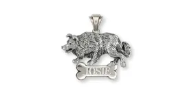 Border Collie Pendant Jewelry Sterling Silver Handmade Dog Pendant BDC5-NP