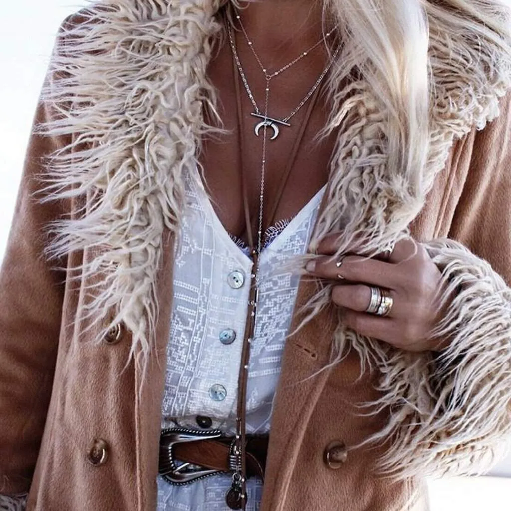 Brown Suede Wrap Choker with Silver Beads and Silver Coins