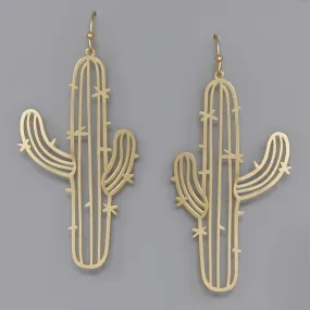 Cactus Cutout Filigree Drop Earrings