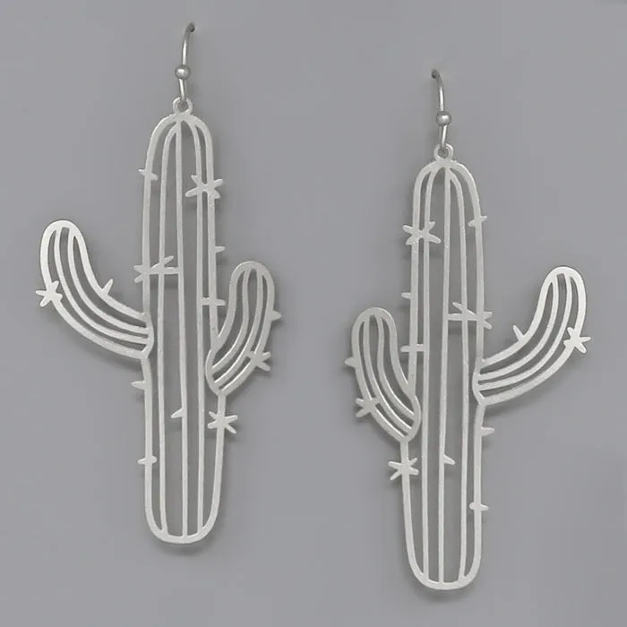 Cactus Cutout Filigree Drop Earrings