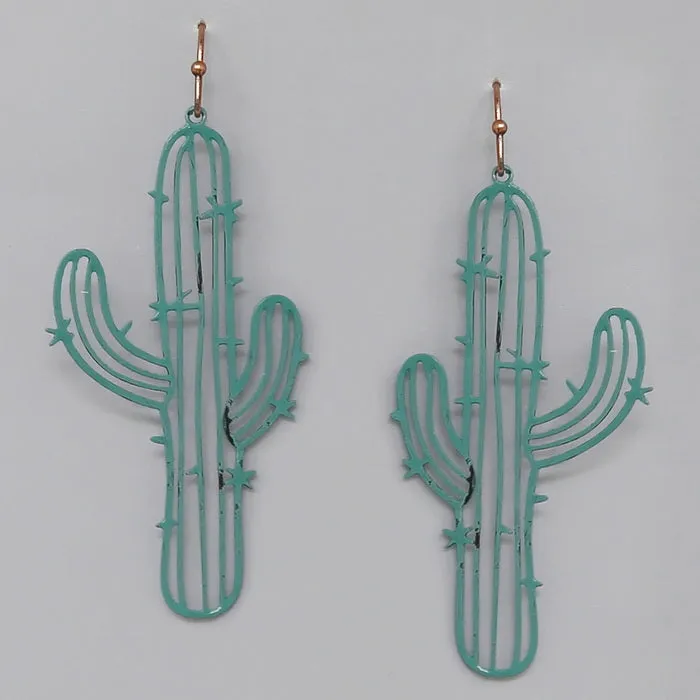 Cactus Cutout Filigree Drop Earrings