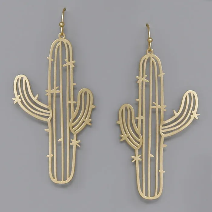 Cactus Cutout Filigree Drop Earrings