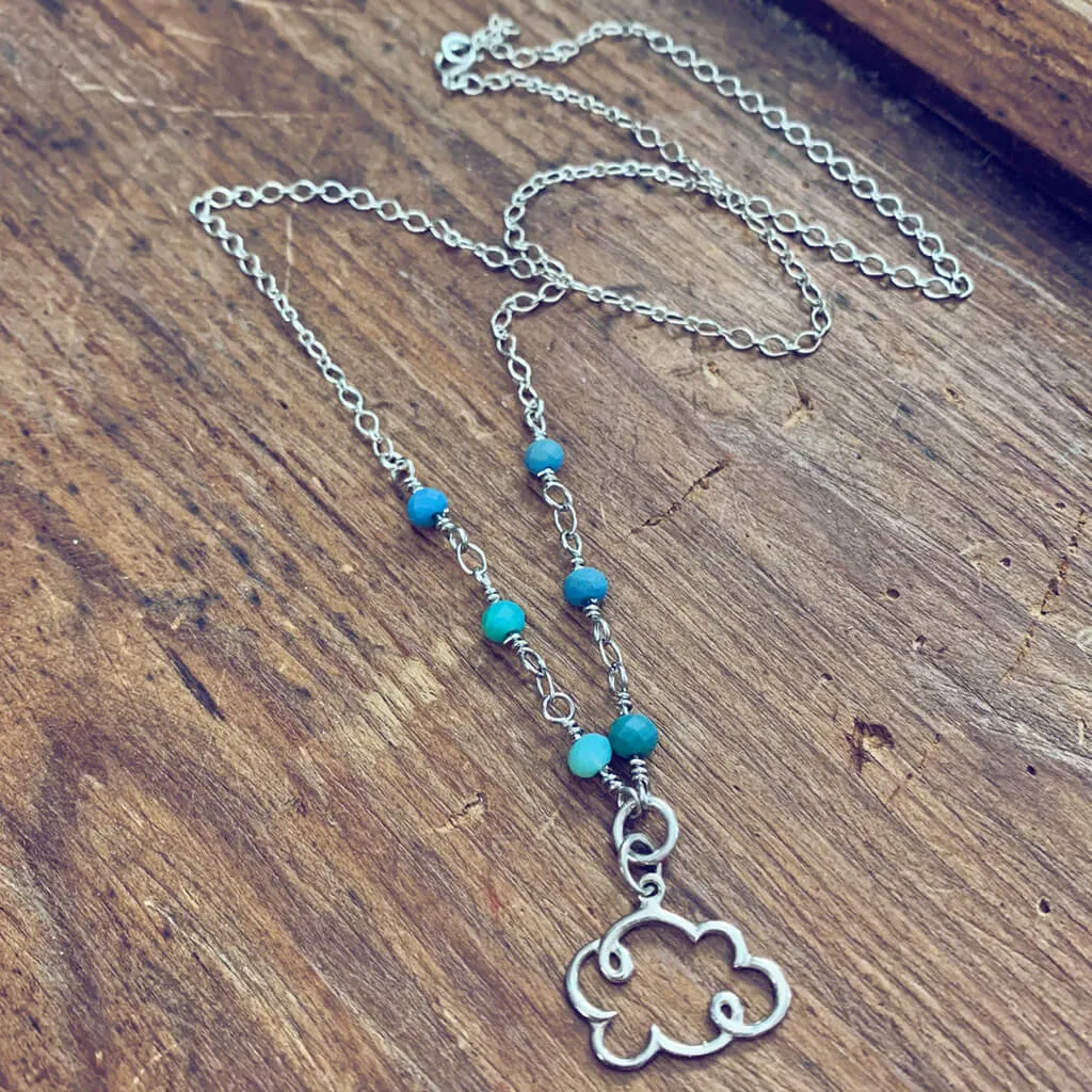 cloud 9 // sterling silver and czech glass bead choker necklace