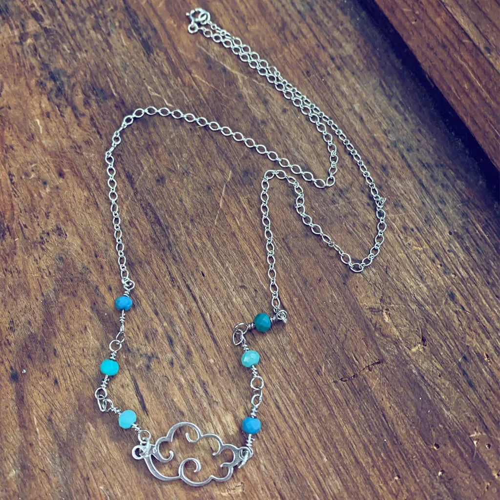 cloud 9 // sterling silver and czech glass bead choker necklace