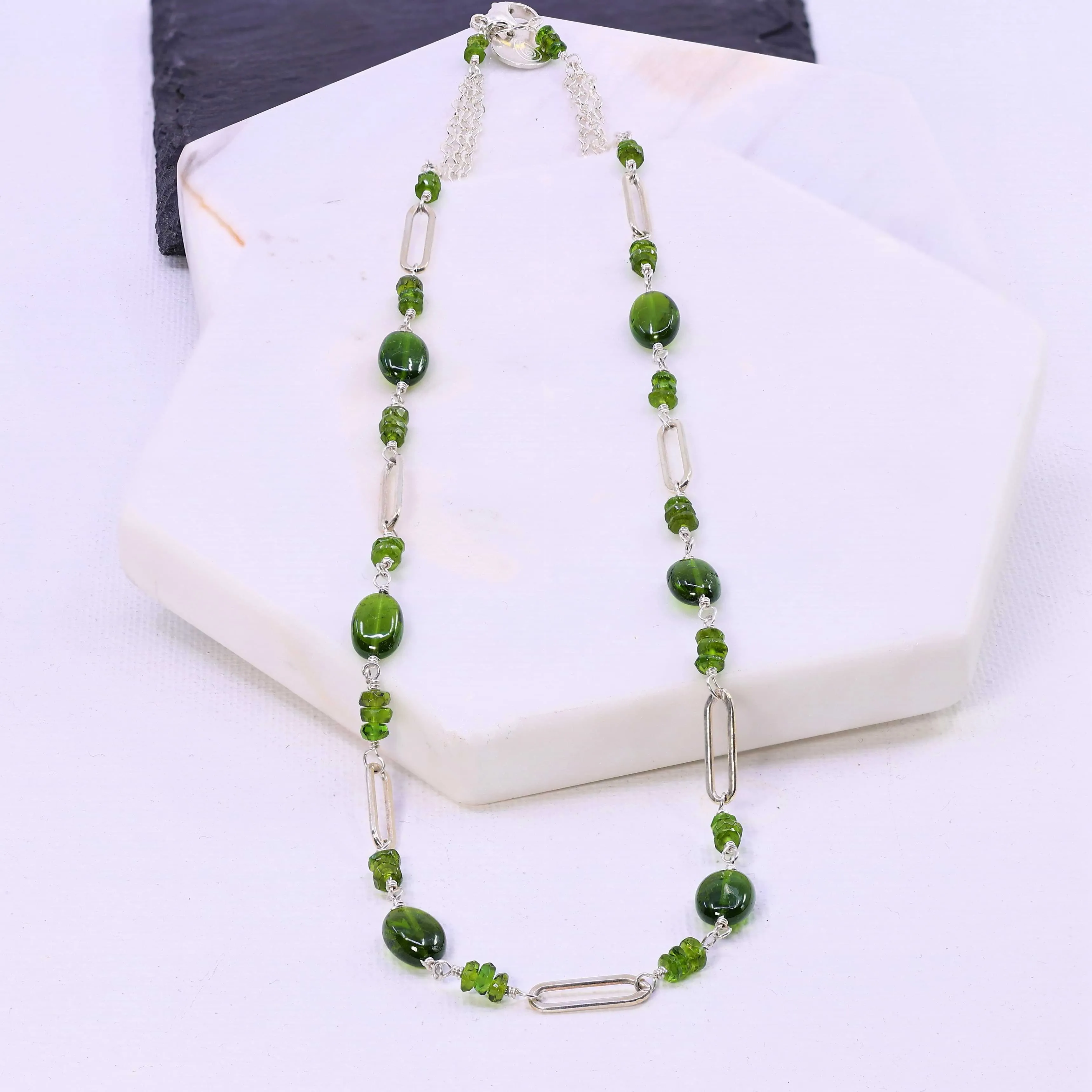 Cloud Forest - Chrome Diopside Silver Necklace