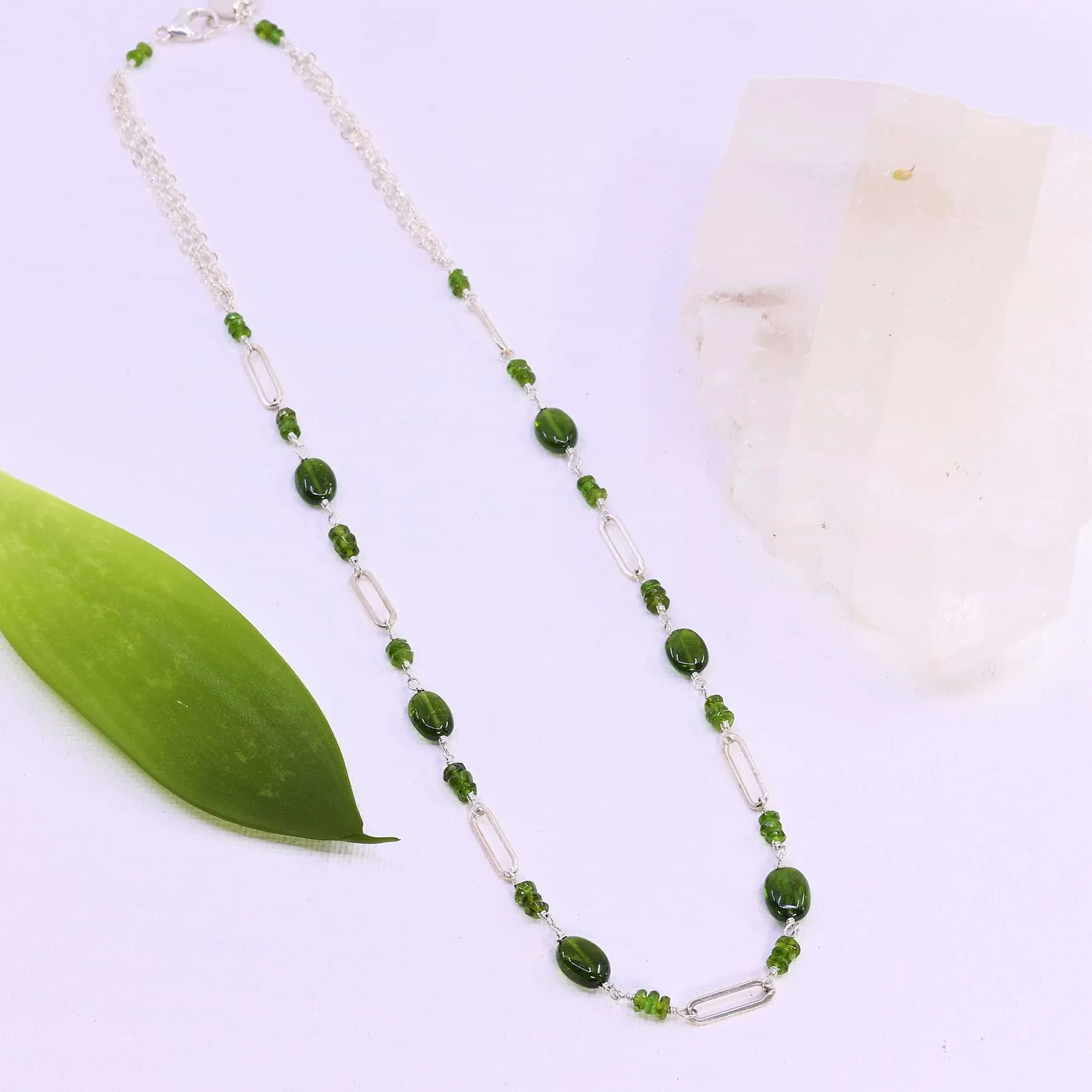 Cloud Forest - Chrome Diopside Silver Necklace