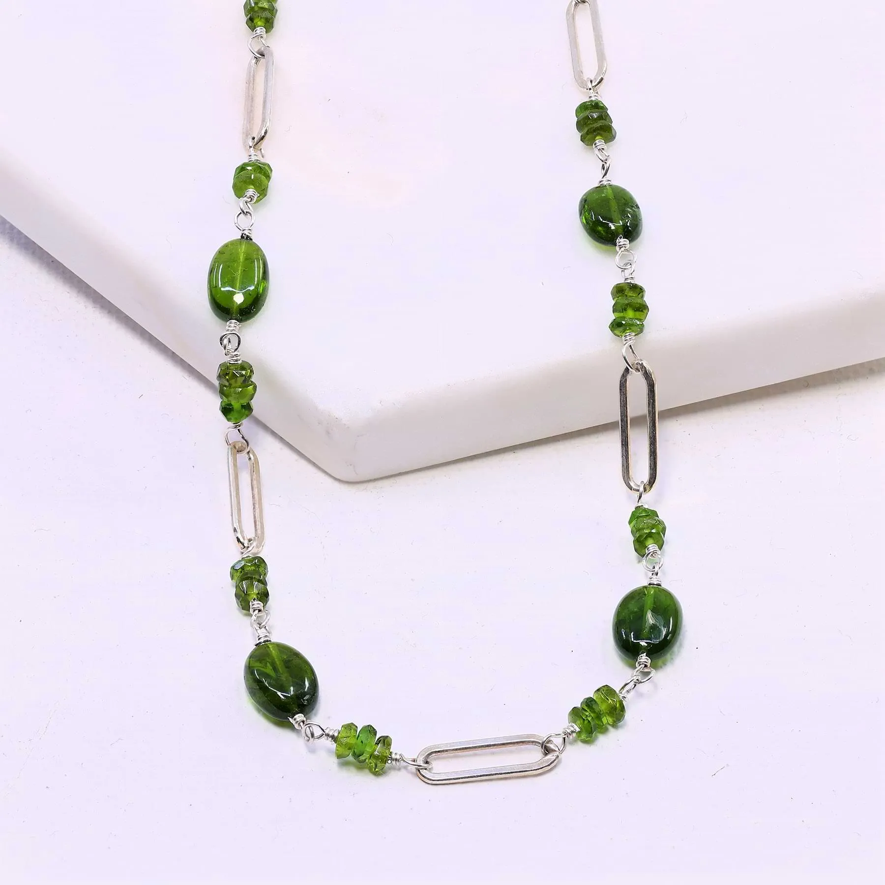 Cloud Forest - Chrome Diopside Silver Necklace