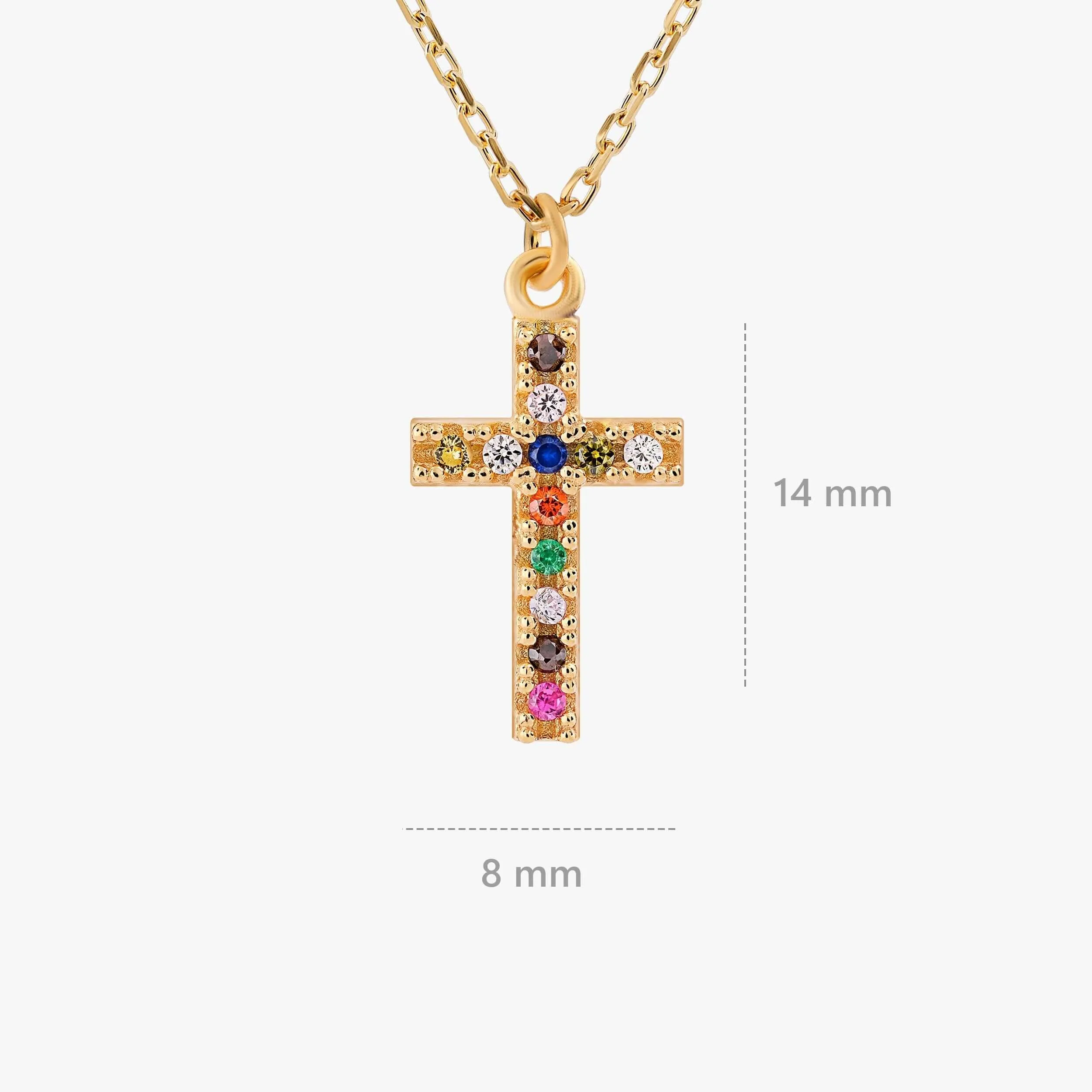 Colorful Cross Necklace  | 18K Gold Vermeil