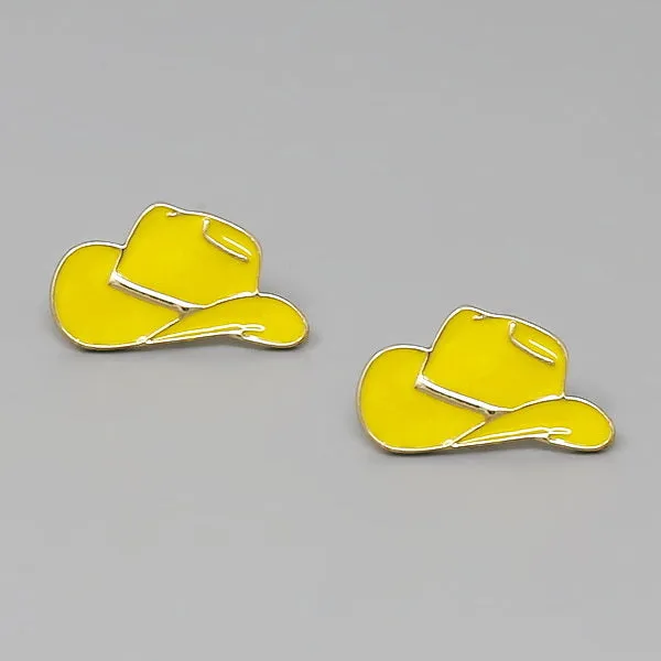 Cowgirl Hat Enamel Stud Earrings