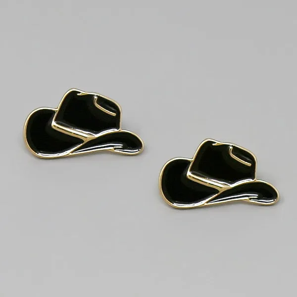 Cowgirl Hat Enamel Stud Earrings