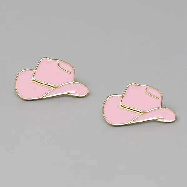 Cowgirl Hat Enamel Stud Earrings