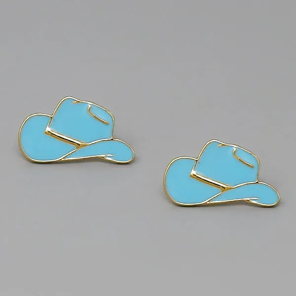 Cowgirl Hat Enamel Stud Earrings