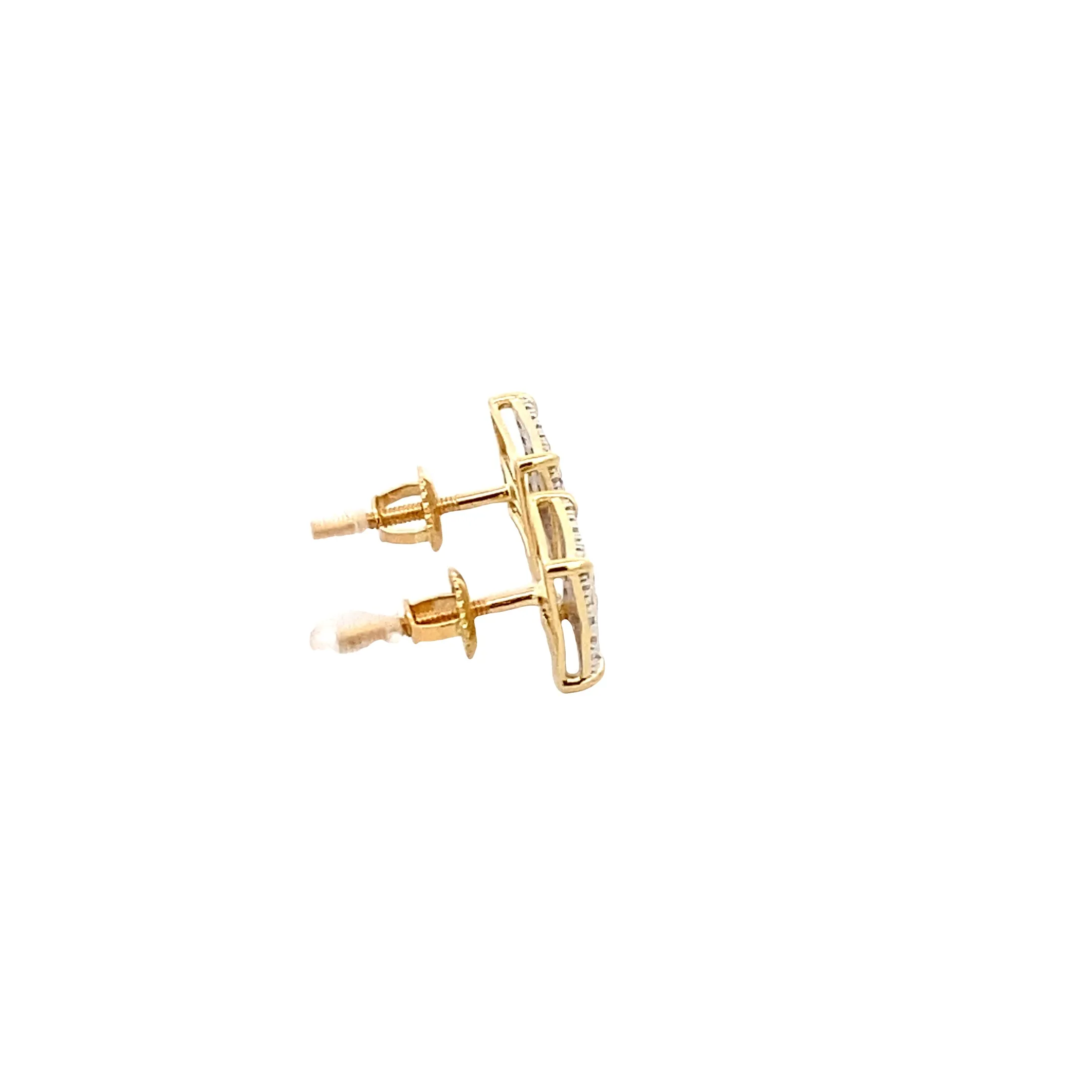 Diamond 0.25Ctw Square Shaped Earring With Gold Strip