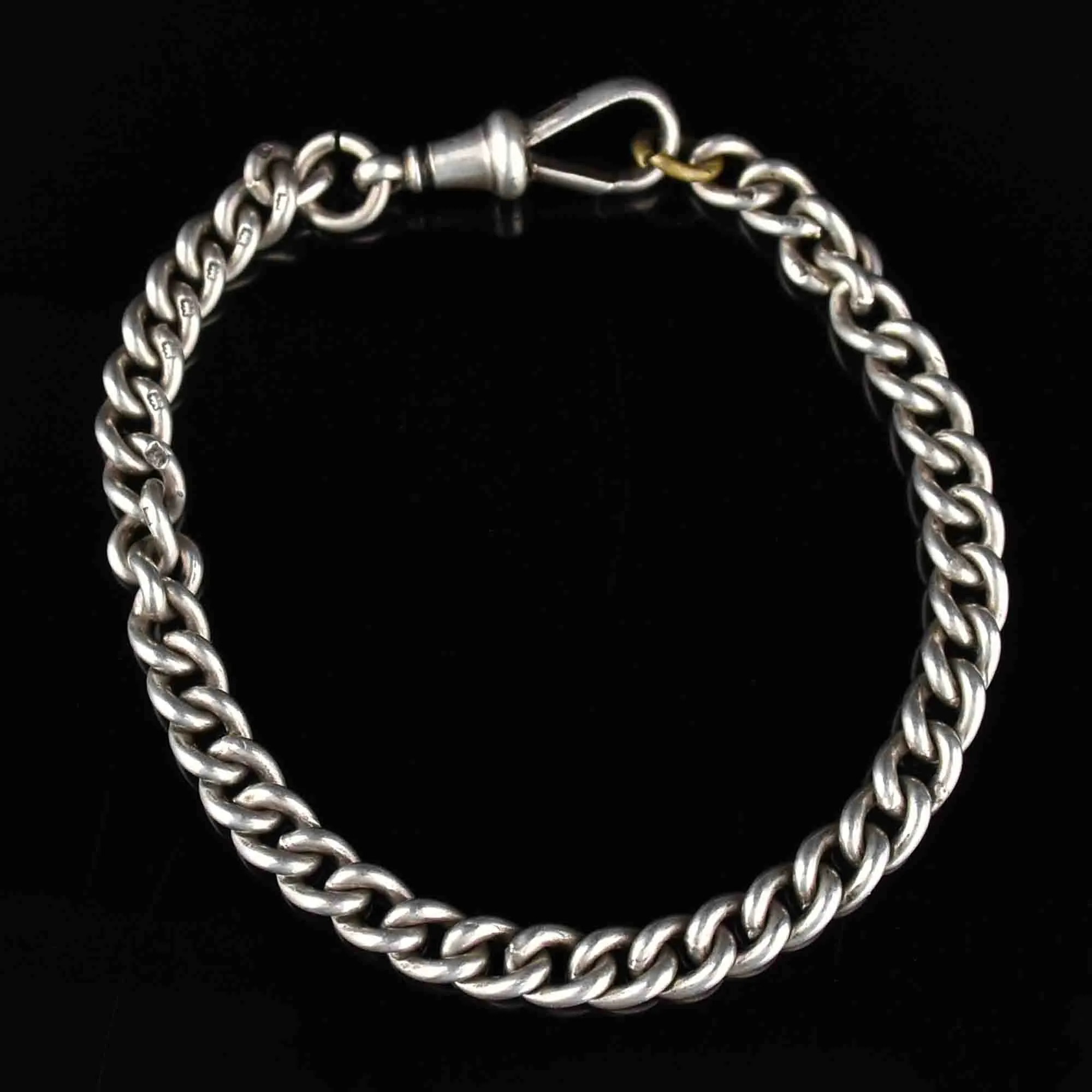 Edwardian Silver Albert Watch Chain Bracelet