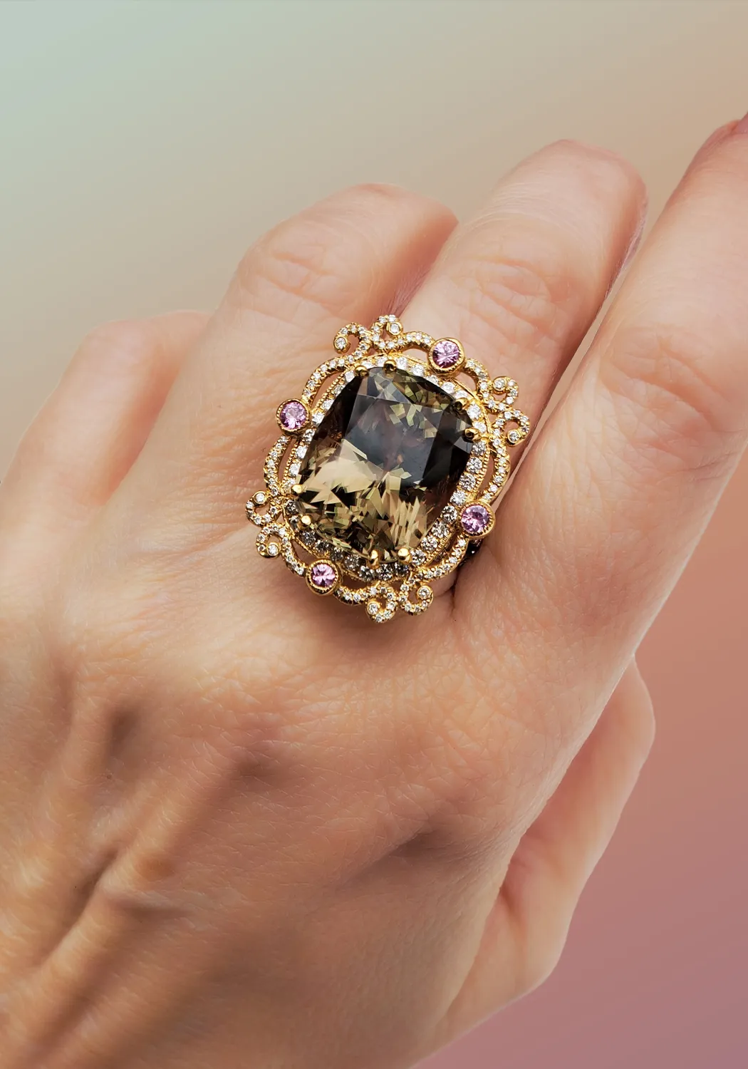 Erica Courtney 18KRG Diamond & Zultanite Cocktail Ring