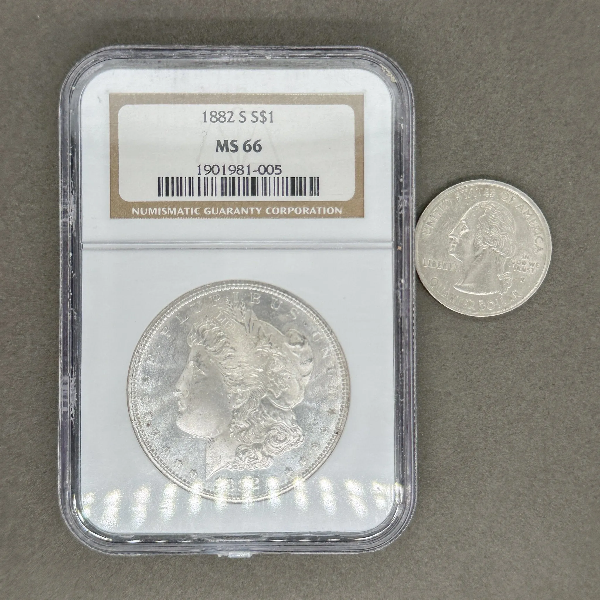 Estate 0.900 Fine Silver 1882 S $1 Morgan Dollar Coin NGC MS 66