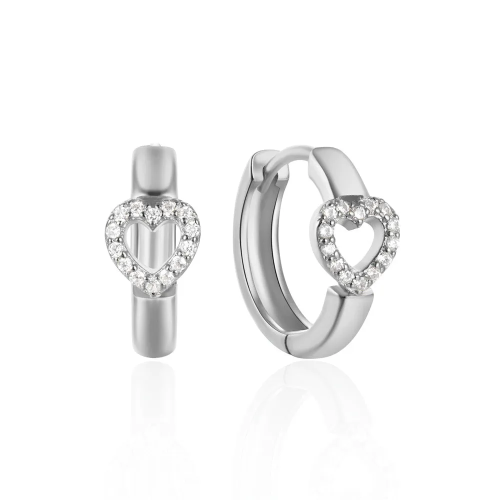 Eternal Love Heart Hoop Earrings Silver