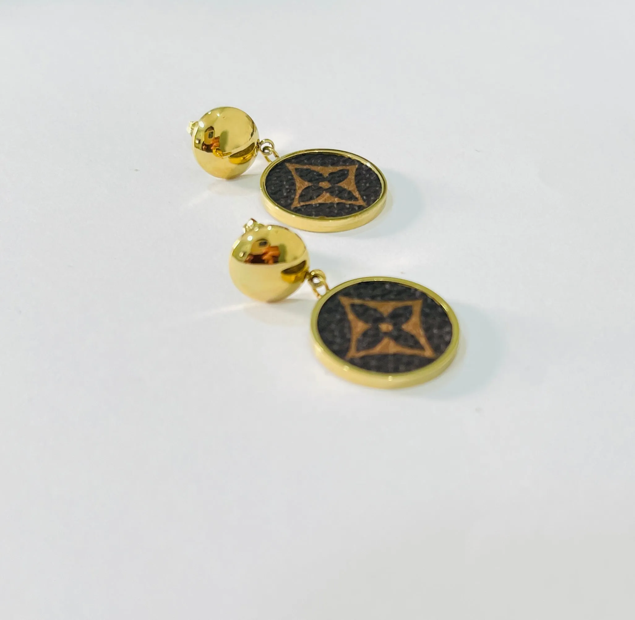 Geometric Earrings Gold Colour Stud Round Earrings X388260