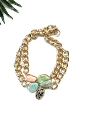 goddess choker - green and peach