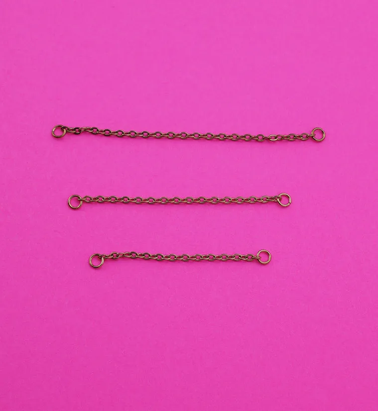 Gold PVD Rolo Titanium Nose Piercing Connector Chain